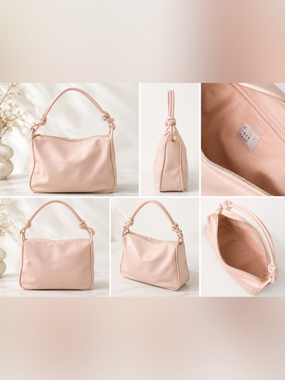 A New Day Extra Large Blush Pink Tote Shoulder Bag Knotted Strap NWT